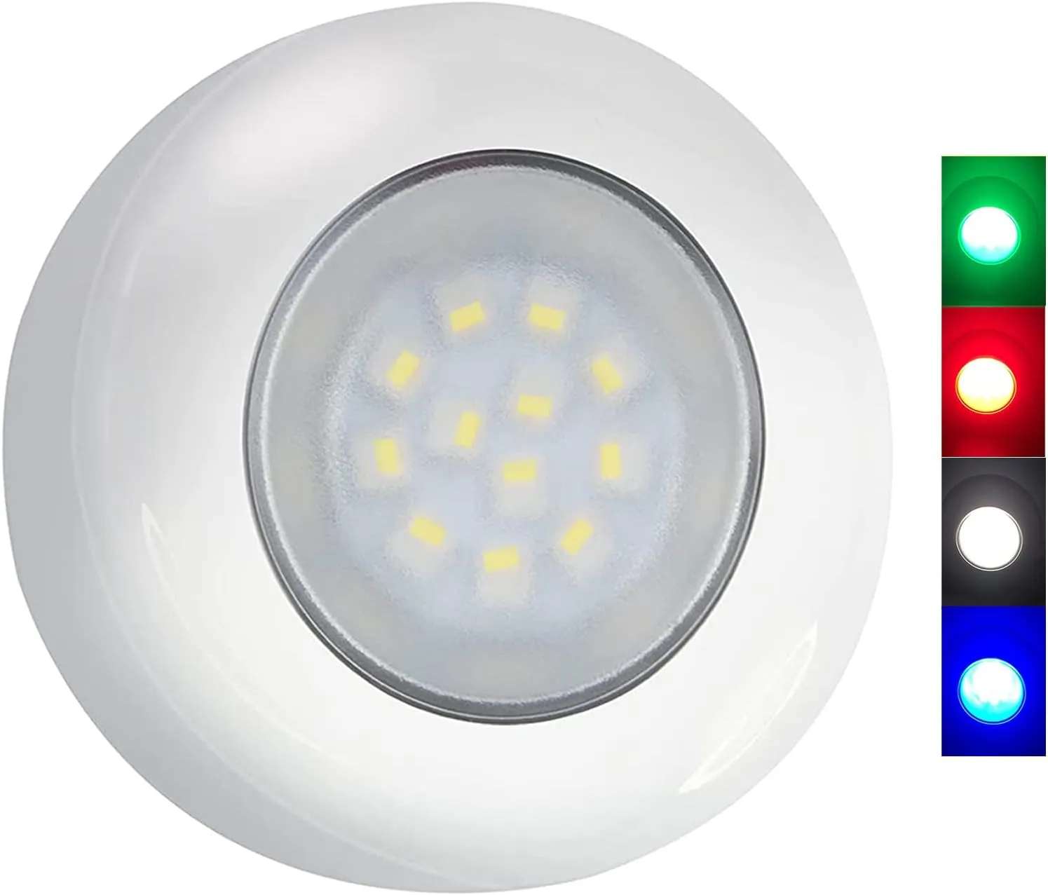 LED Marine Courtesy Lights For Boat With RGBW Waterproof Flush Surface Mounting One Piece 12 Volts 3 Inches