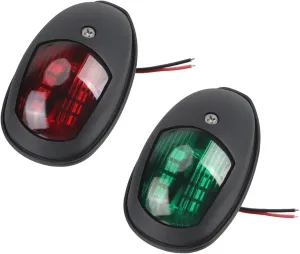 LED Navigation Light Starboard Port Side Light 2Pcs/Set 10V-30V Signal Warning Lamp for Marine Boat Yacht Truck Trailer Van for Marine Boat (Color : White) (Black)