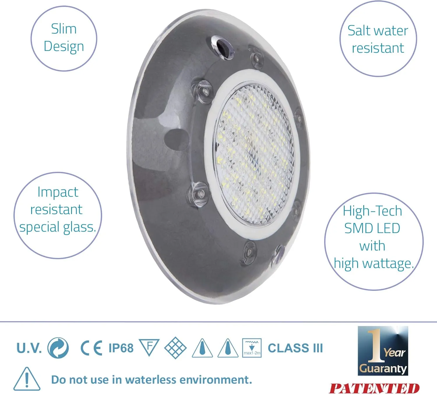 LED Underwater Boat Lights, 25W 12V (Blue, Green, White LED Colour Options), Surface Mount for Boats, Yachts, Cruise Ships, Sailboat, Pontoon, Transom (Green 1700 lumen)