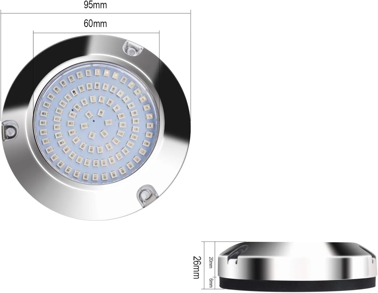 LED Underwater Light for Boats 316 Stainless Steel Boat Transom Mount Light, Waterproof LED Lights/Marine Lights 10-30V，for Stern Interior Navigation Deck Courtesy Night Fishing (Blue)