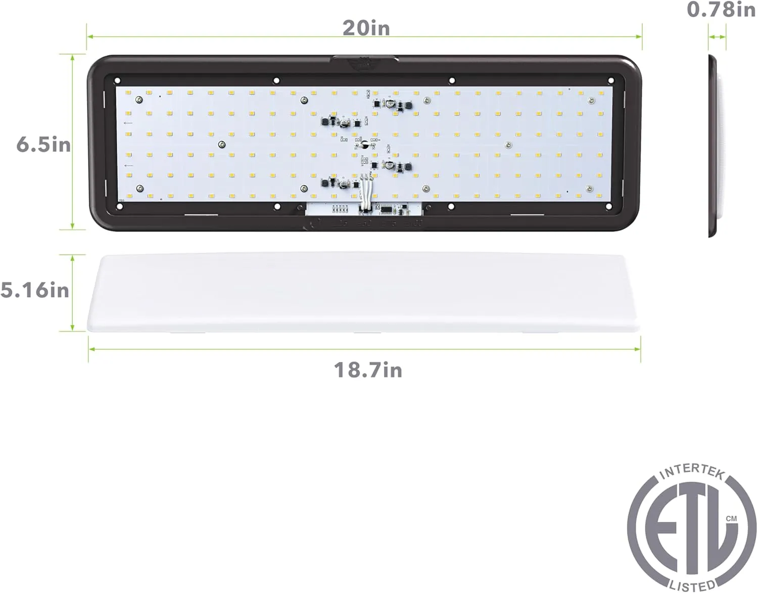 Leisure LED RV LED Ceiling Light Fixture 20" x 6.5" - 1450 Lumen with Touch Dimmer Switch Interior Burnt Bronze Lighting for Car/RV/Trailer/Camper/Boat DC 12V Natural White 4000-4500K (4-Pack)