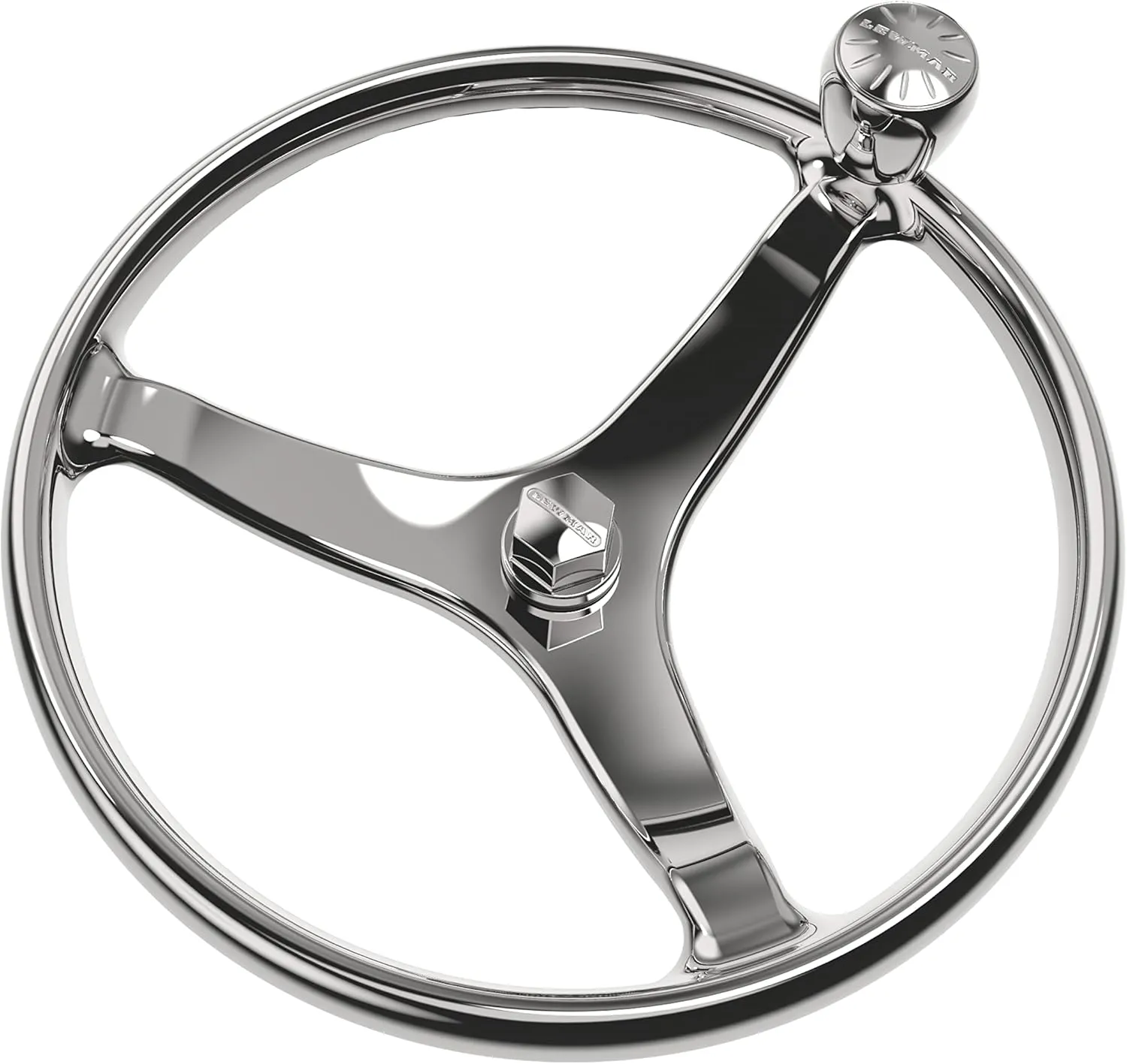 Lewmar Power Grip Boat Steering Wheel with 1/2" Welded Nut - 15.5" Diameter, Weather-Resistant Stainless Steel, Professional Knob with Ergonomic Finger Grips