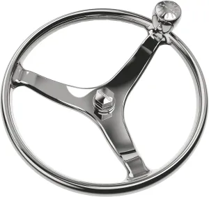 Lewmar Power Grip Boat Steering Wheel with M12 Welded Nut - 15.5" Diameter, Weather-Resistant Stainless Steel, Professional Knob with Ergonomic Finger Grips