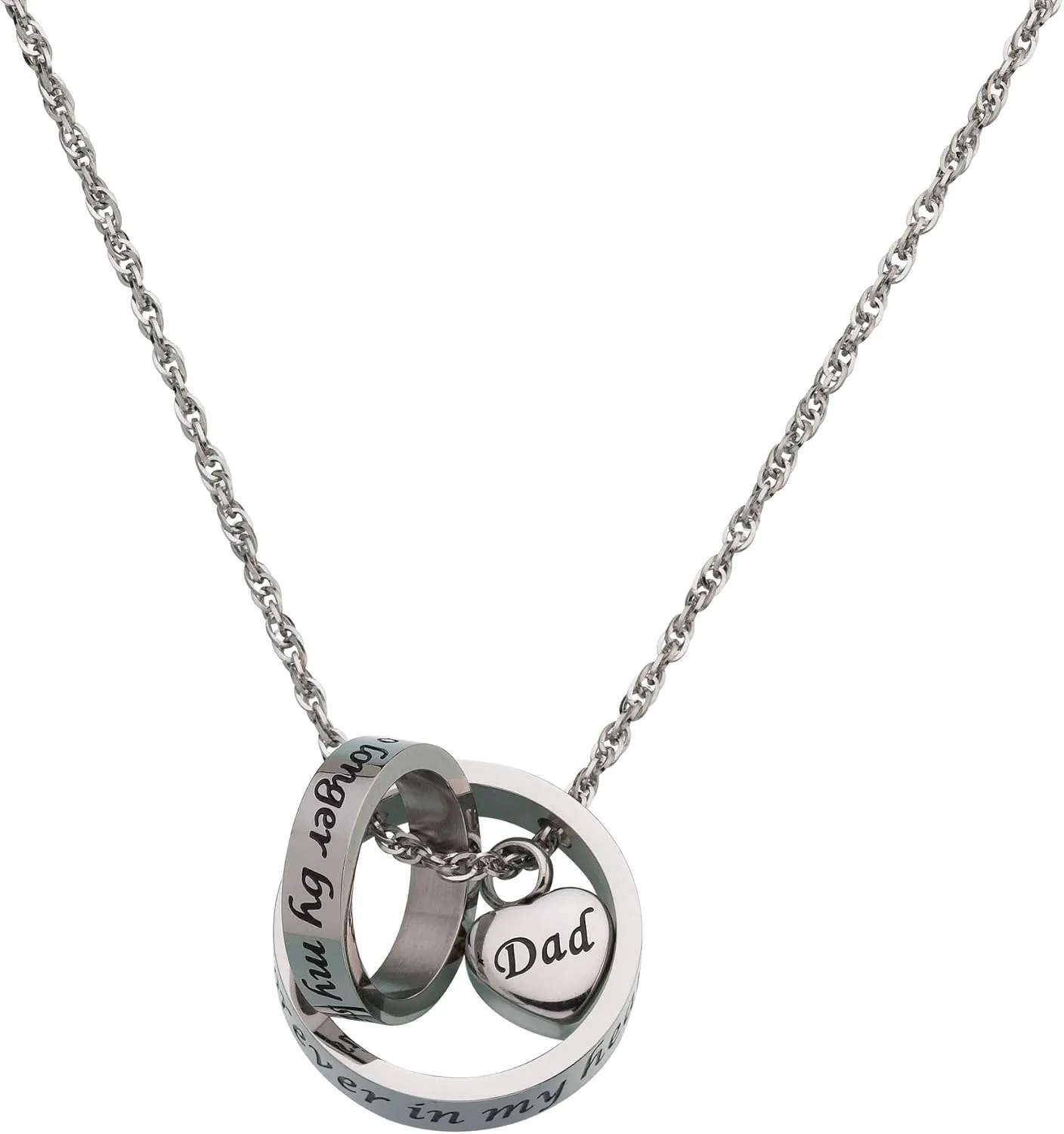 Lillian Rose Jewelry Dad Forever in My Heart Necklace, 1.05, Silver