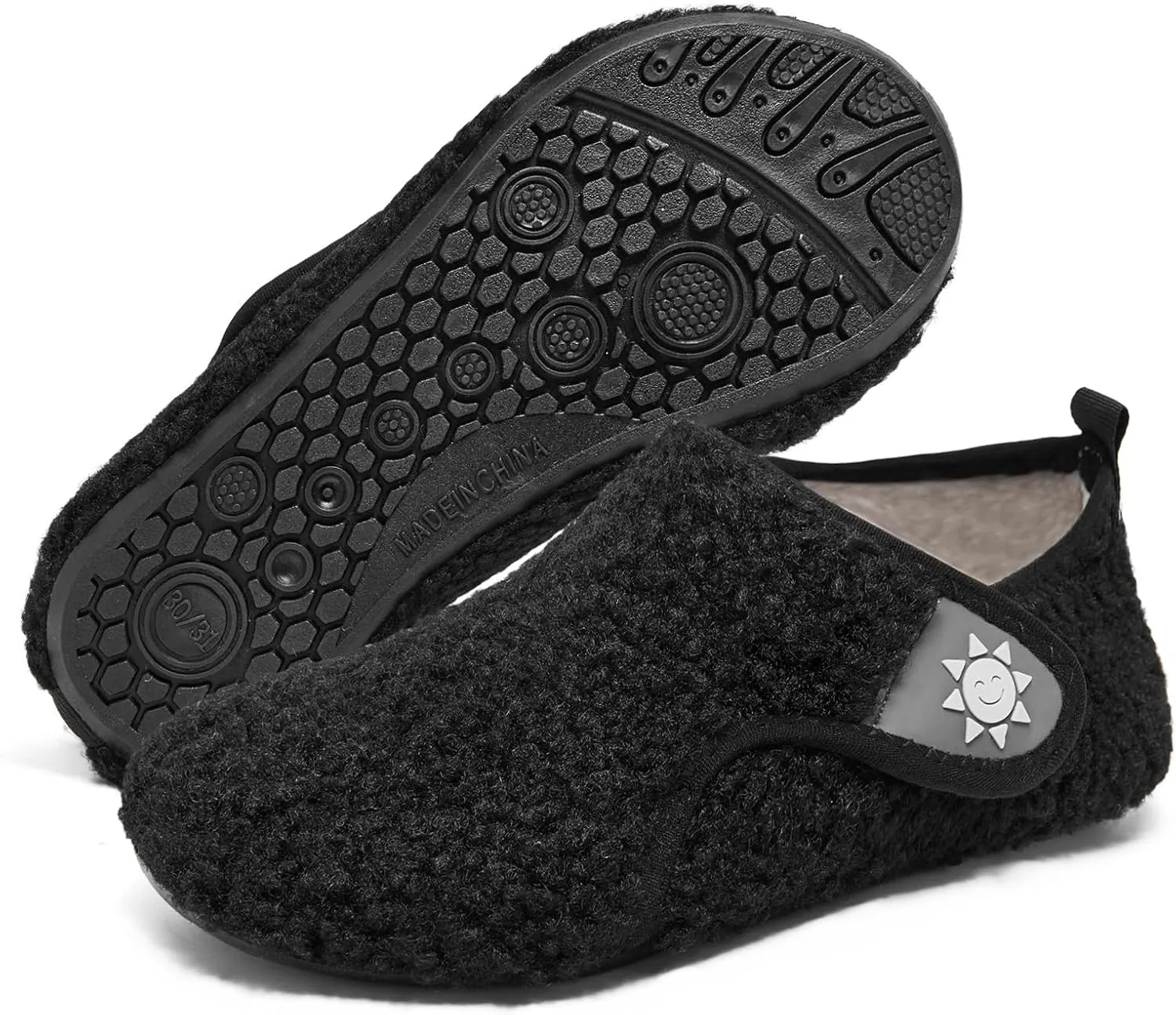 Limberun Toddler Kids Warm Slippers for Gilrs Boys Toddler House Shoes Toddler Indoor Shoes Warm Comfortable Non-slip Light-Weight Shoes Black4-5