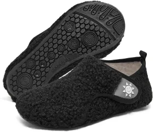 Limberun Toddler Kids Warm Slippers for Gilrs Boys Toddler House Shoes Toddler Indoor Shoes Warm Comfortable Non-slip Light-Weight Shoes Black4-5
