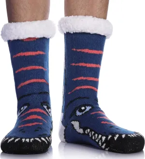 LINEMIN Mens Warm Slipper Socks Soft Cozy Fuzzy Fleece-Lined Winter Non Slip Indoor Christmas Socks