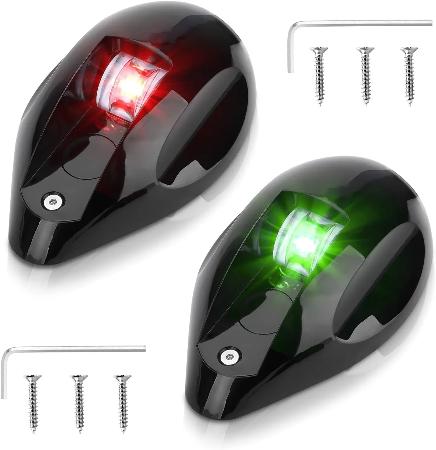 Linkstyle 2pcs LED Boat Marine Navigation Light,Red and Green Lights for Bow and Stern, Pontoon, Skeeter, Bass Boat