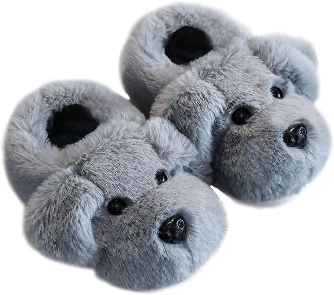 Little Girls Boys Dog Plush Slippers Toddler Doggy Warm Shoes Little Kids House Slippers Kids Fur Lined Warm Home Slipper Shoes