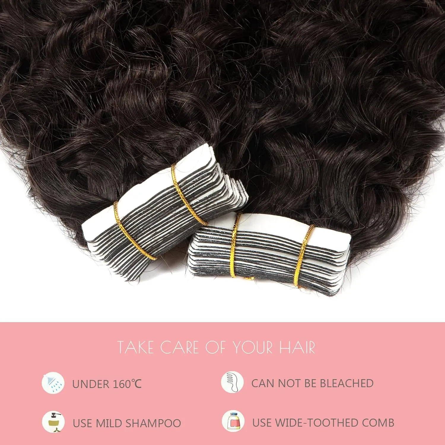 Loxxy Human Hair Extensions Tape in 14inch #2 Jerry Curly Invisible Seamless Skin Weft Darker Brown 100% Remy Human Hair Curly Extensions, with Extra Tape Bands 16pieces 40grams/per
