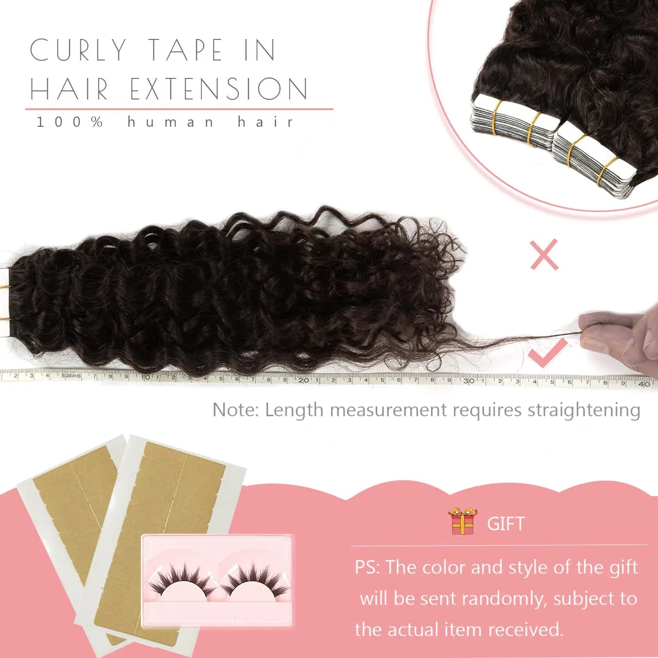Loxxy Human Hair Extensions Tape in 14inch #2 Jerry Curly Invisible Seamless Skin Weft Darker Brown 100% Remy Human Hair Curly Extensions, with Extra Tape Bands 16pieces 40grams/per