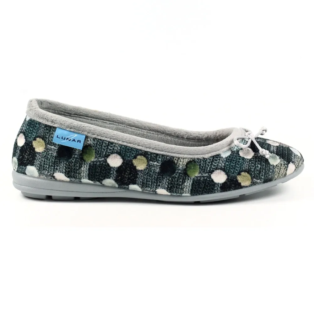Lunar Magic Women's Full Slipper Pom Pom Effect Grey