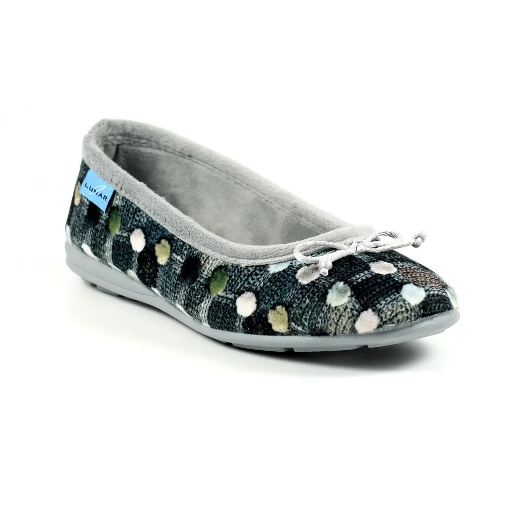 Lunar Magic Women's Full Slipper Pom Pom Effect Grey
