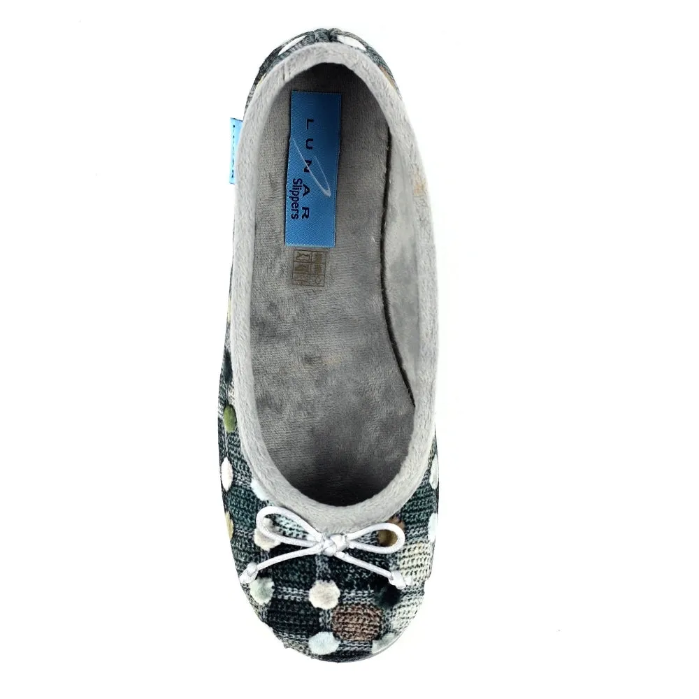 Lunar Magic Women's Full Slipper Pom Pom Effect Grey