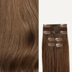 Luxy 100% Remy Human Hair Extensions for Thin Hair Thinning Hair Fill-Ins – 6 Seamless Wefts Multi-Dimensional Color Blend - Natural-Looking Volume & Coverage 50 grams 12" Chestnut Brown Thinning