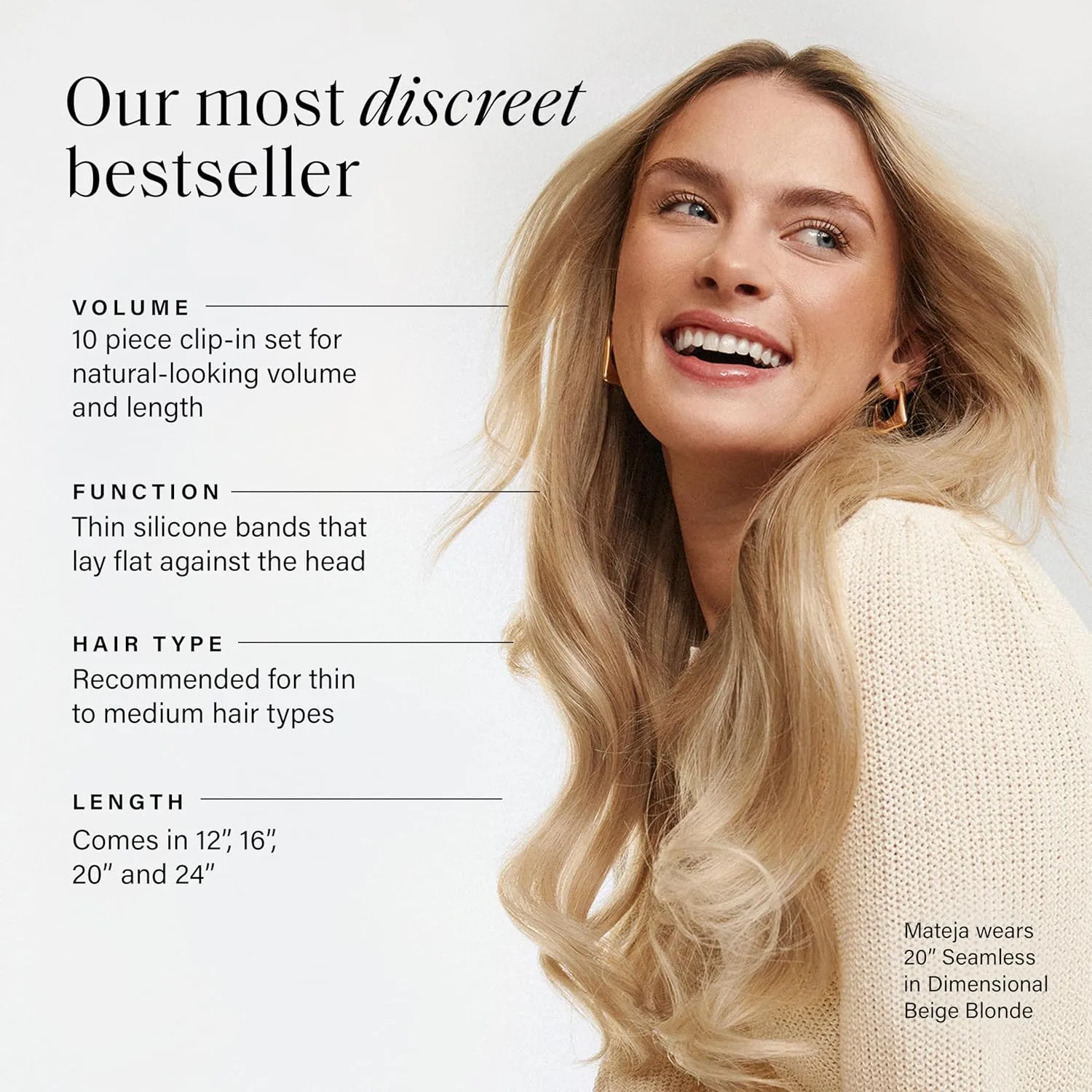 Luxy 100% Remy Human Hair - Seamless Clip-In Hair Extensions - Multi-Dimensional Color for Natural Blending, Adds Volume & Length 180 grams 20" Beige Blonde Balayage