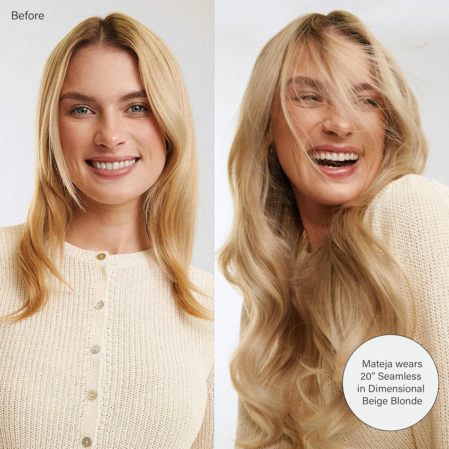 Luxy 100% Remy Human Hair - Seamless Clip-In Hair Extensions - Multi-Dimensional Color for Natural Blending, Adds Volume & Length 180 grams 20" Beige Blonde Balayage