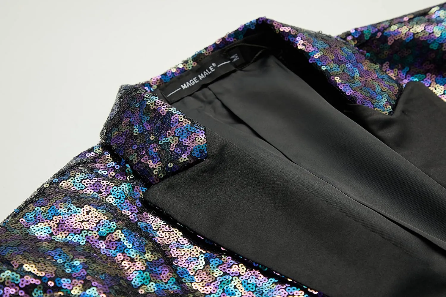 MAGE MALE Mens Sequin Tuxedo Jacket Tails Slim Fit Tailcoat Dress Coat Swallowtail Dinner Party Wedding Blazer Suit Jacket