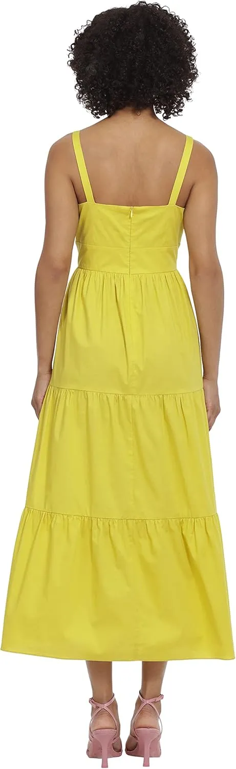 Maggy London Women's V-Neck Cotton Tiered Maxi Vacation Resort Event Guest of