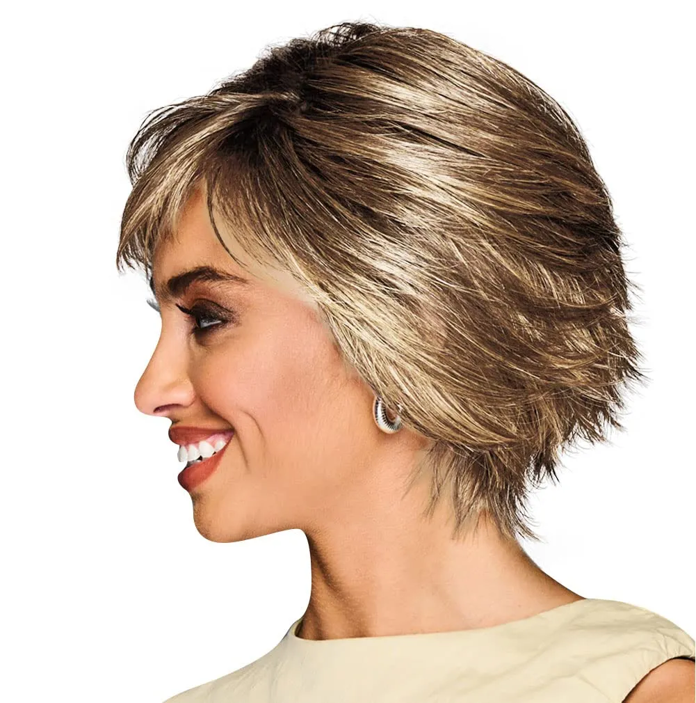 MAKE A STATEMENT Layered Modern Chin-Length Bob Wig, Designer Series by Hairuwear, Average Cap Size, GF10-22SS Iced Cappuccino