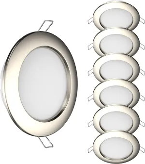 Manufacturers' Select Eminence LED RV Boat Recessed Ceiling Light by ITC (Nickel, 6 Pack)