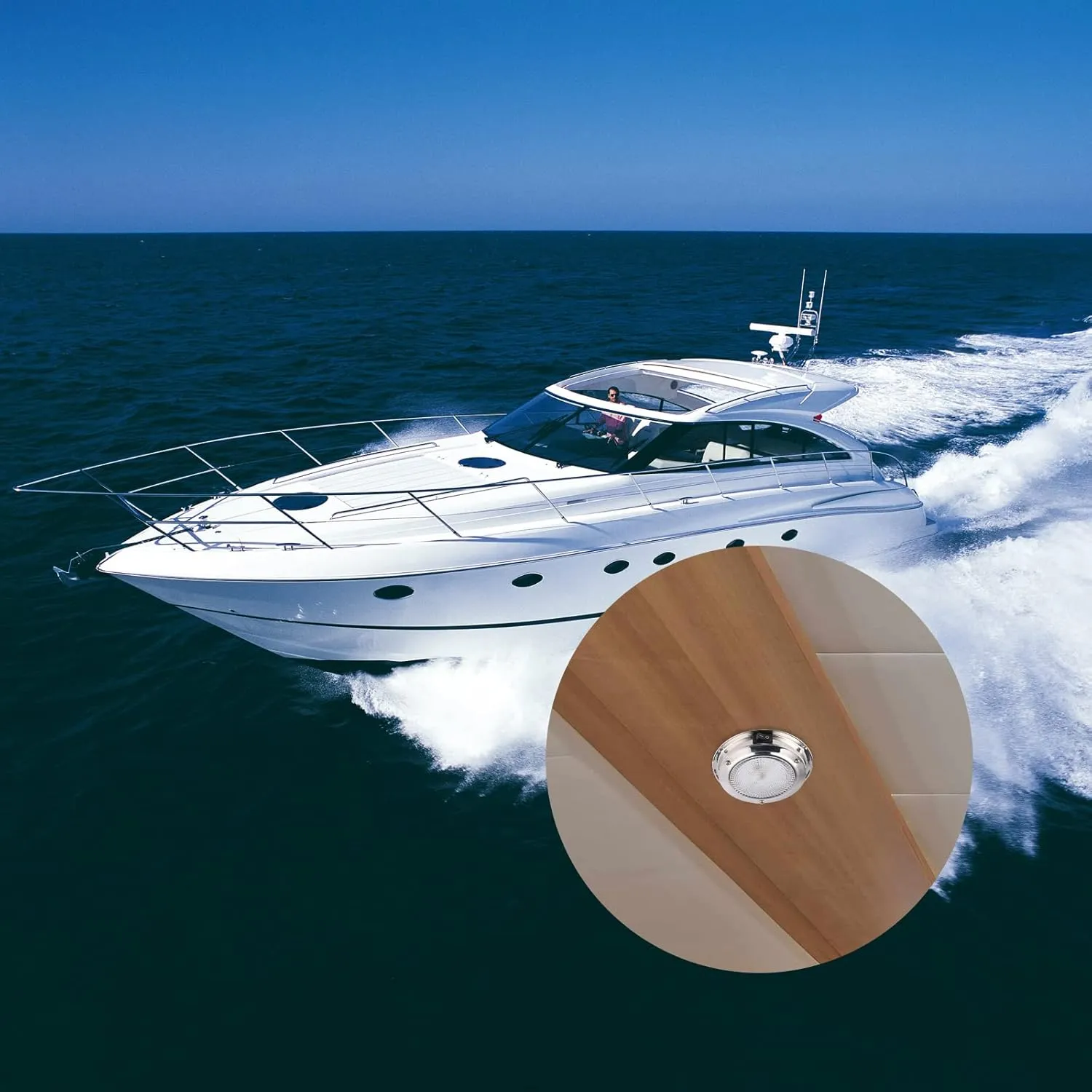 Marine Dome Light LED Boat Cabin Lights White with Switch Stainless Steel Surface Mount 12 Volts (4.18 Inches)