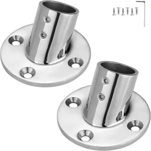 Marine Grade Boat Handrail Base for 7/8" Round Tubing, Sturdy and Versatile, 316 Stainless Steel 60 Degree Round Base Boat Hand Rail Fitting (2-Pack)