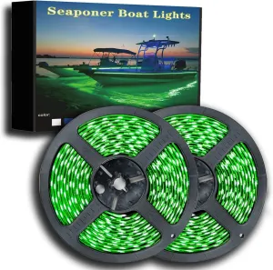 Marine Led Strip Lights, Pontoon Light Strip for Jon Bass Boat Sailboat Kayak, Marine Led Lights for Boats Deck Light Light Courtesy Interior Lights Fishing Night, 12v, 10m(32.8ft), Green