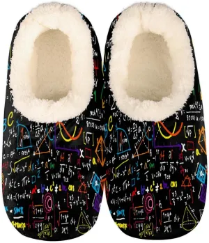 Math Geometrical Slippers for Women Slipper Socks Soft Fuzzy House Slippers Shoes for Indoor Bedroom, Winter Cozy Christmas Gifts, Science Education