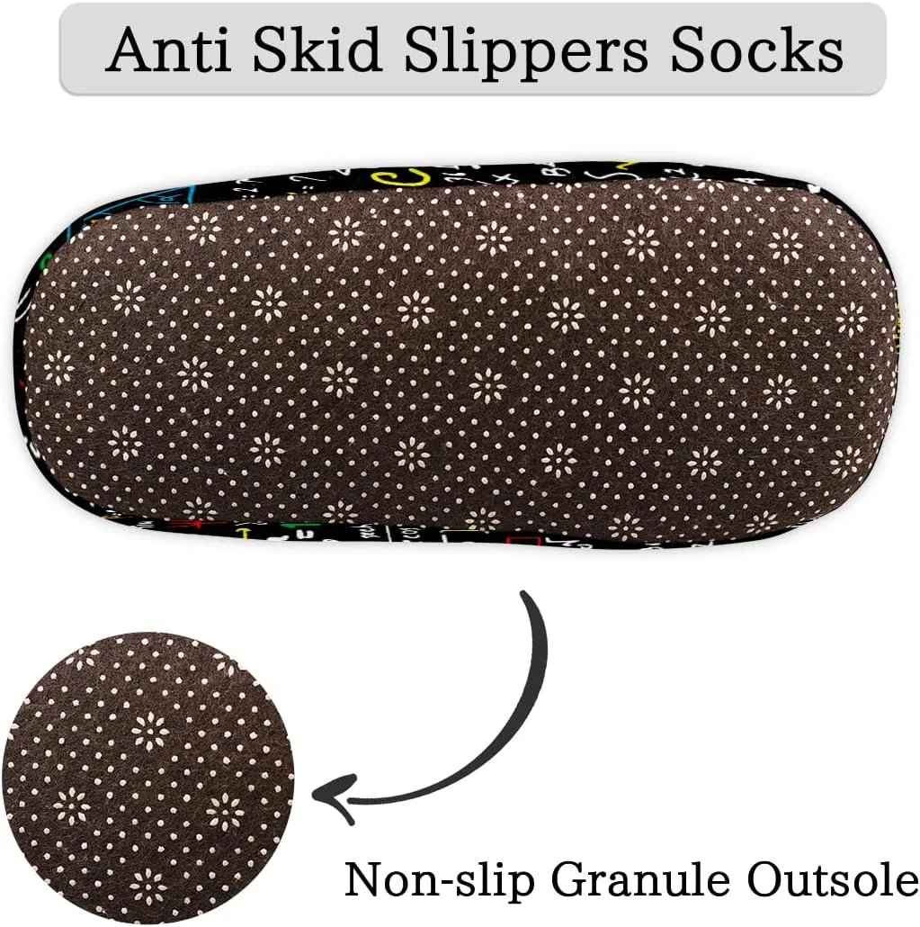 Math Geometrical Slippers for Women Slipper Socks Soft Fuzzy House Slippers Shoes for Indoor Bedroom, Winter Cozy Christmas Gifts, Science Education