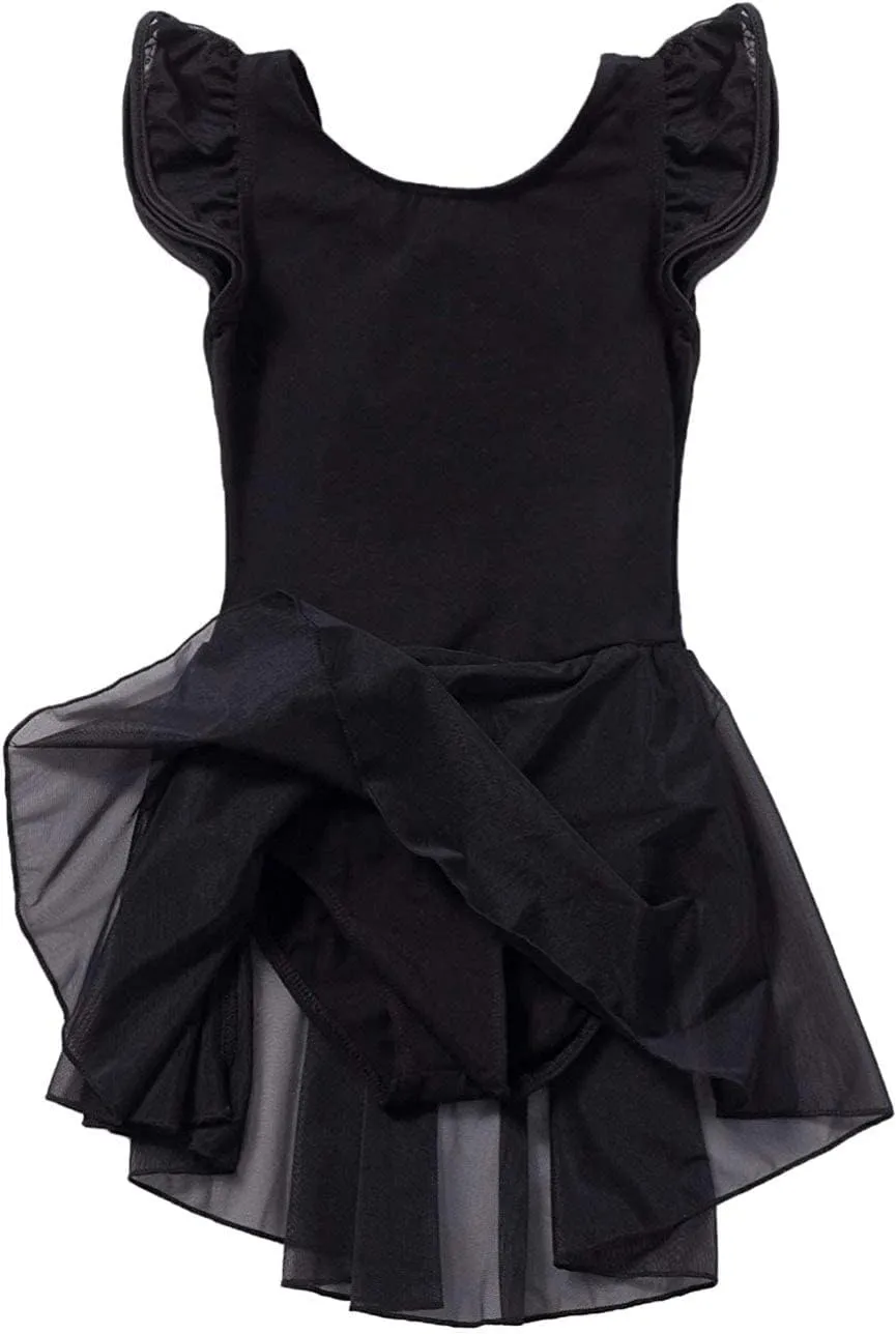 MdnMd Ballet Leotards for Girls Toddler Dance Ballet Leotard with Skirt Ballerina Dresses Tutu Outfits Flutter Sleeve