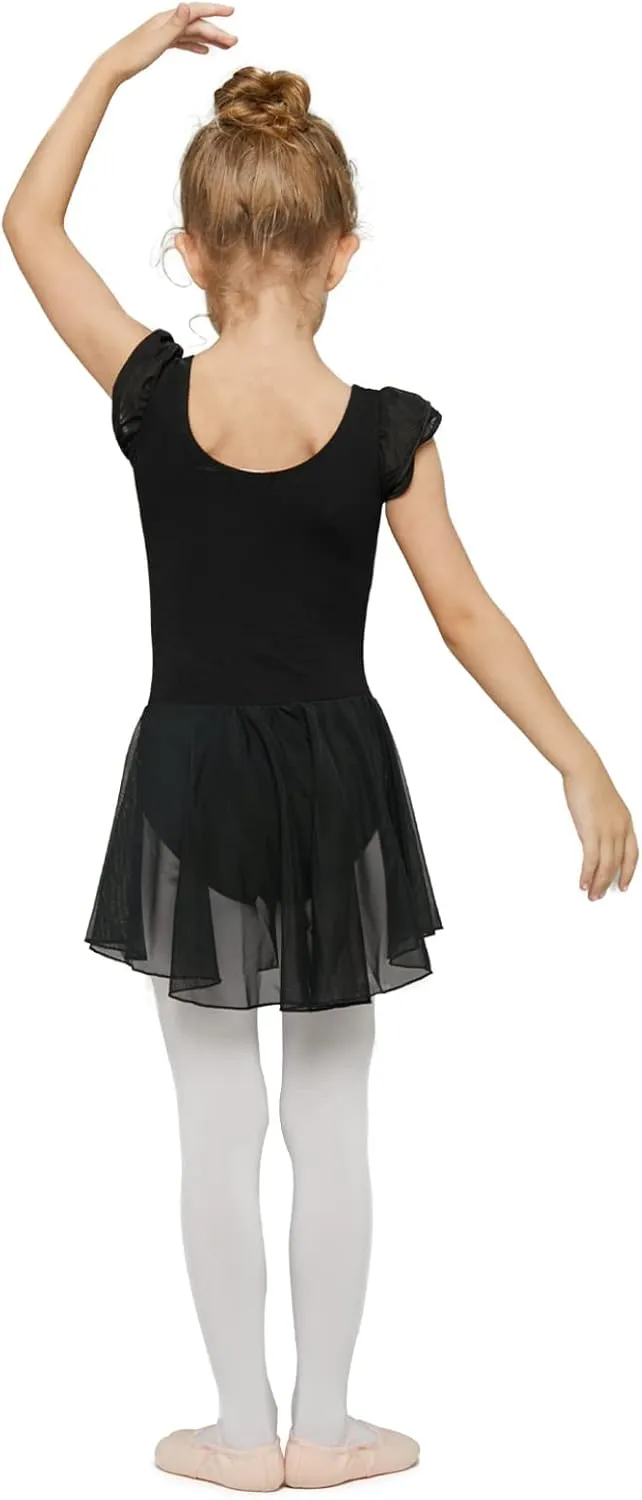 MdnMd Ballet Leotards for Girls Toddler Dance Ballet Leotard with Skirt Ballerina Dresses Tutu Outfits Flutter Sleeve