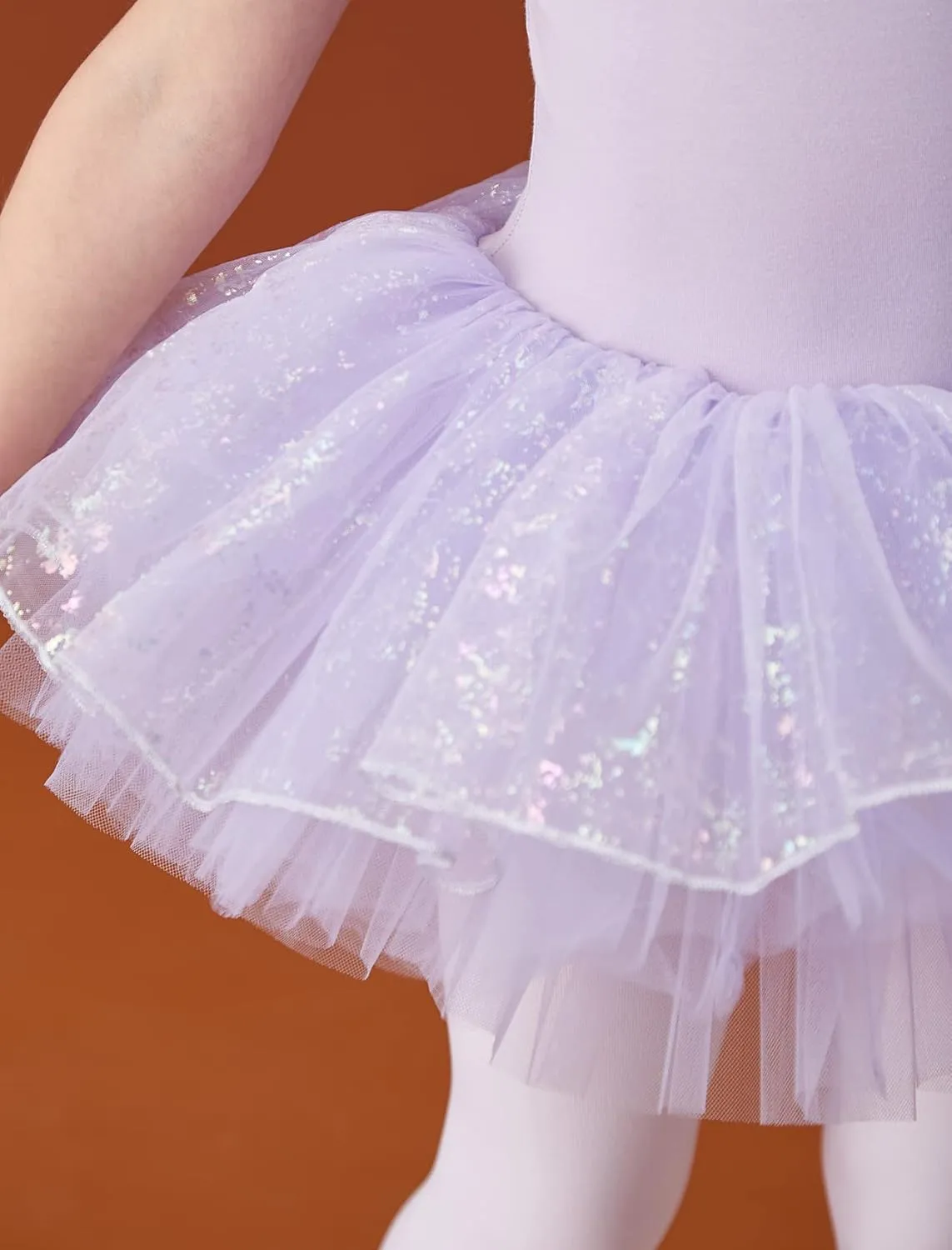 MdnMd Fly Short Sleeve Lace Dance Ballet Tutu Leotard Ballerina Outfit for Toddler Girls