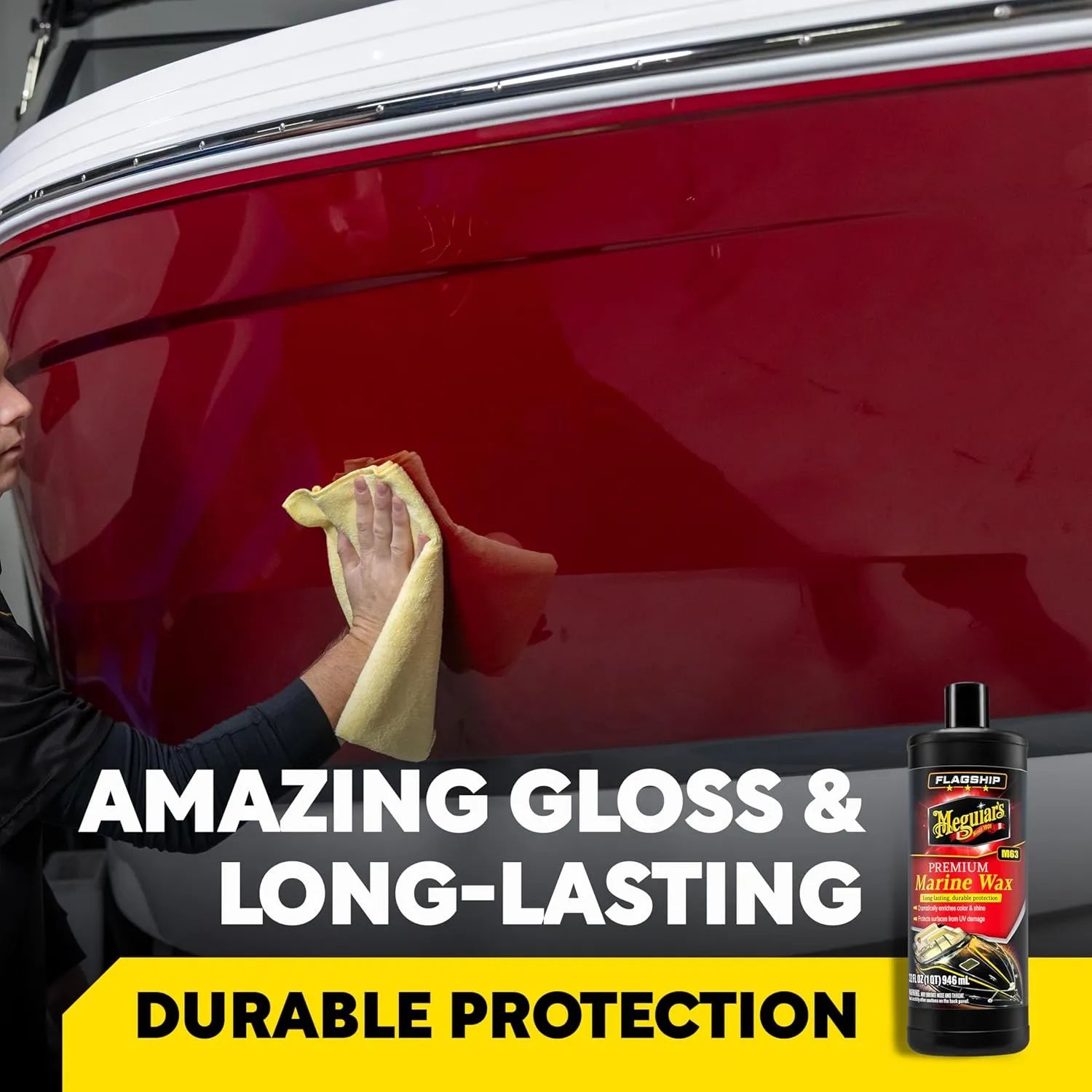 Meguiar's M6332 Flagship Premium Marine Wax, Easy to Use Boat Polish and Wax, Remove Scratches, Swirls, and Oxidation While Leaving Lasting Protection, 32 Oz Bottle