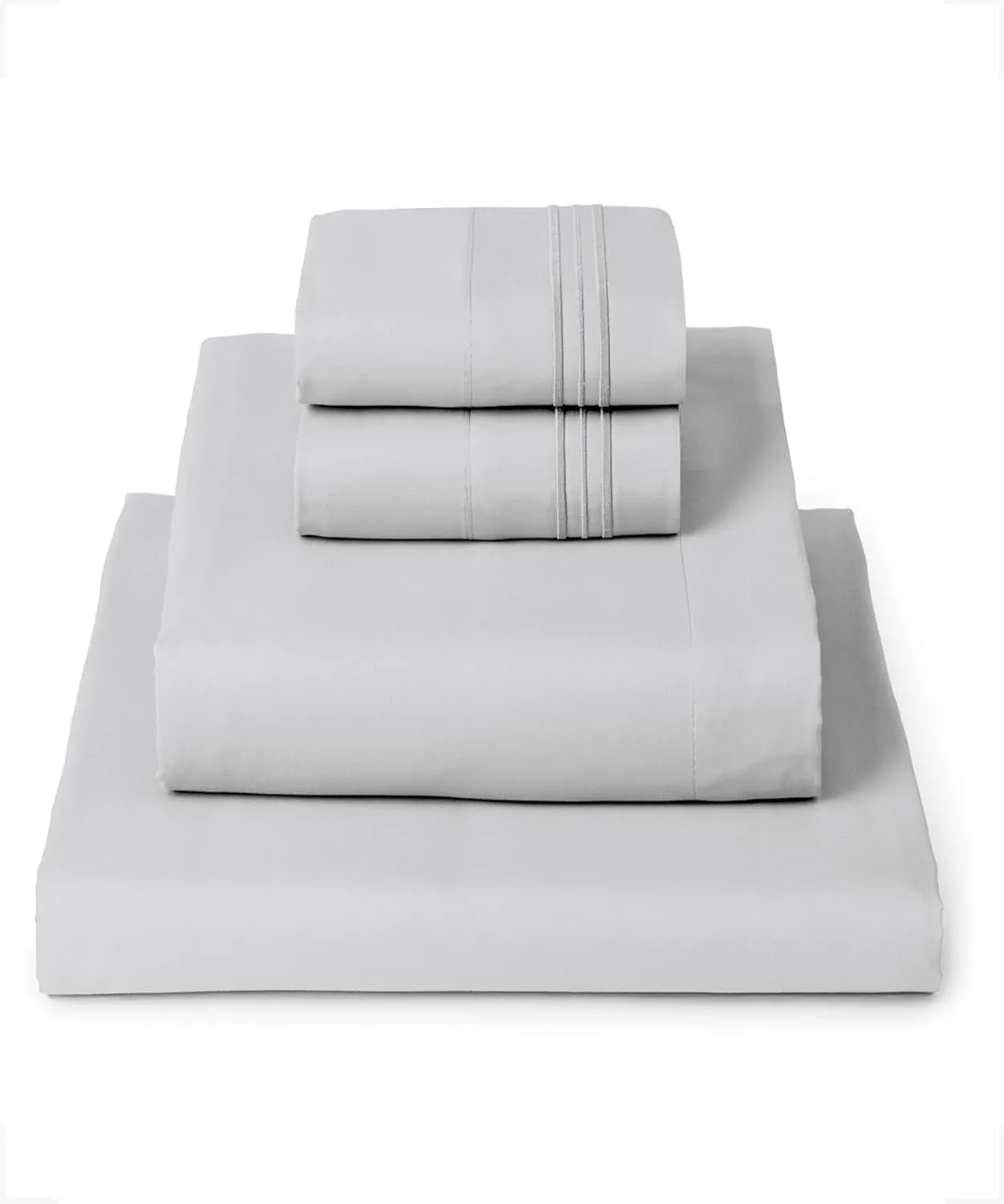Mellanni Queen Sheets Set - 4 PC Iconic Collection Bedding - Hotel Luxury, Extra Soft, Cooling Bed Sheets - Wrinkle, Fade, Stain Resistant (Queen, Light Gray)