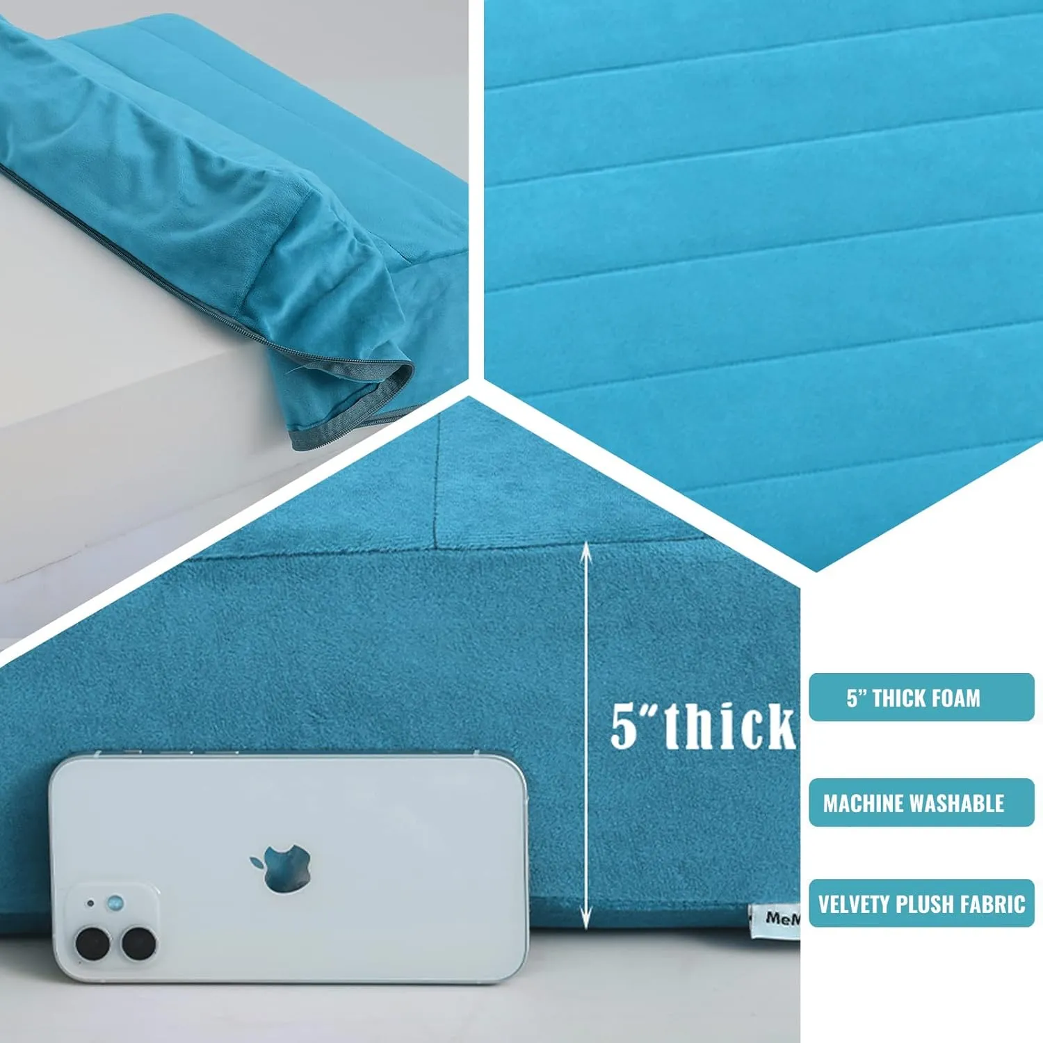 MeMoreCool Square Floor Pillow Seating for Adults Kids, Large Meditation Cushion Floor Pillow with Thick Foam & Soft Tufted Cover, Washable Big Pillow Seat Floor Cushion for Sitting Yoga 24" Blue
