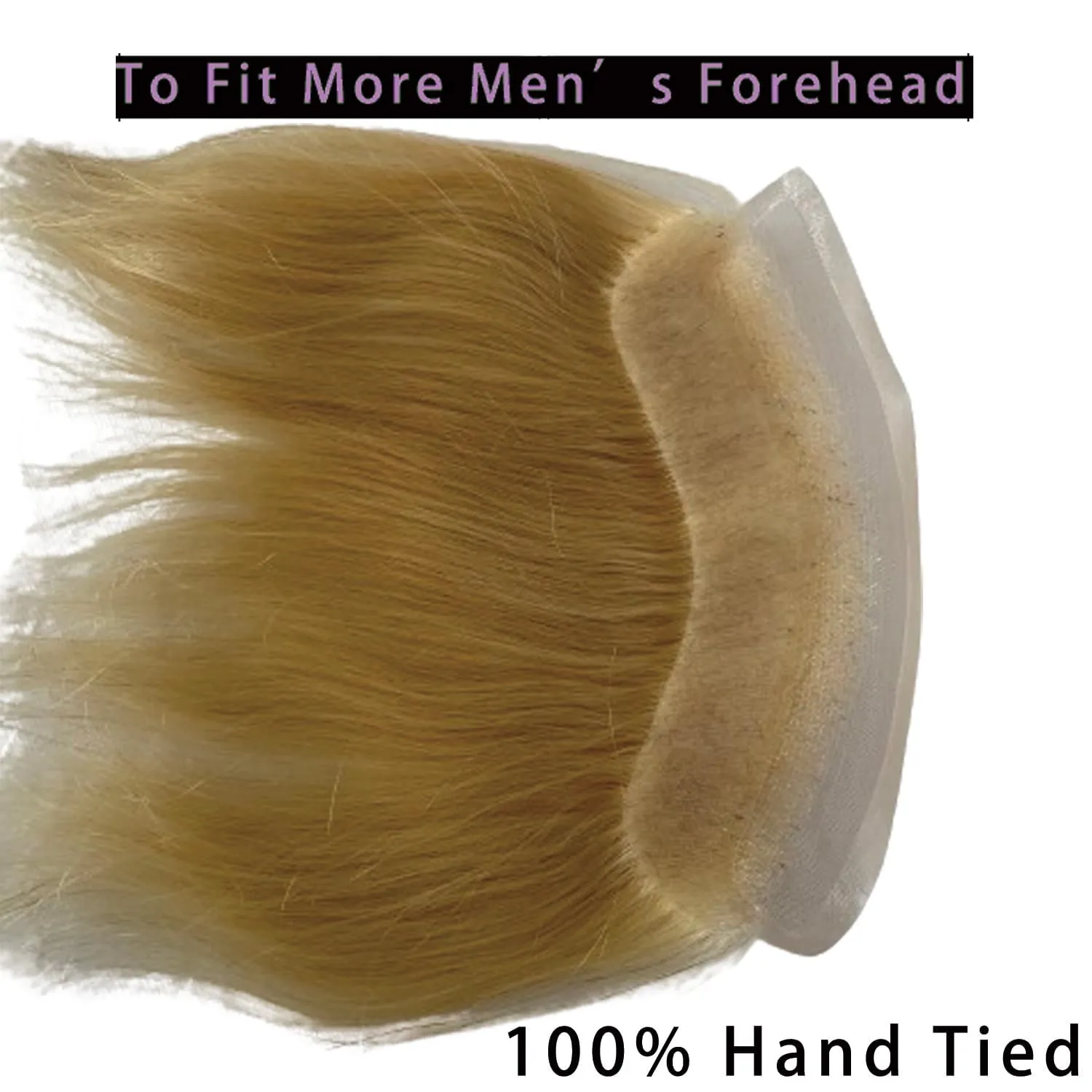 Men Forehead Hairline Toupee HD Invisible Lace Hairline Lace front Skin PU Back Man Hairpieces Frontal Hair Topper for Receding Replacement Systems (7.08x1.57INCH, #22 Light Ash Blonde color)