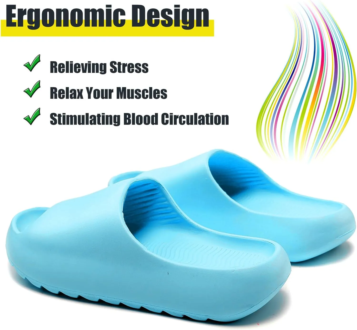 Men Women Cloud Cushion Slides EVA Pillow Slippers Cute Cartoon Print Non-Slip Shower Sandals Open Toe for Bathroom House Spa Gym Home Soft Comfy Shoes