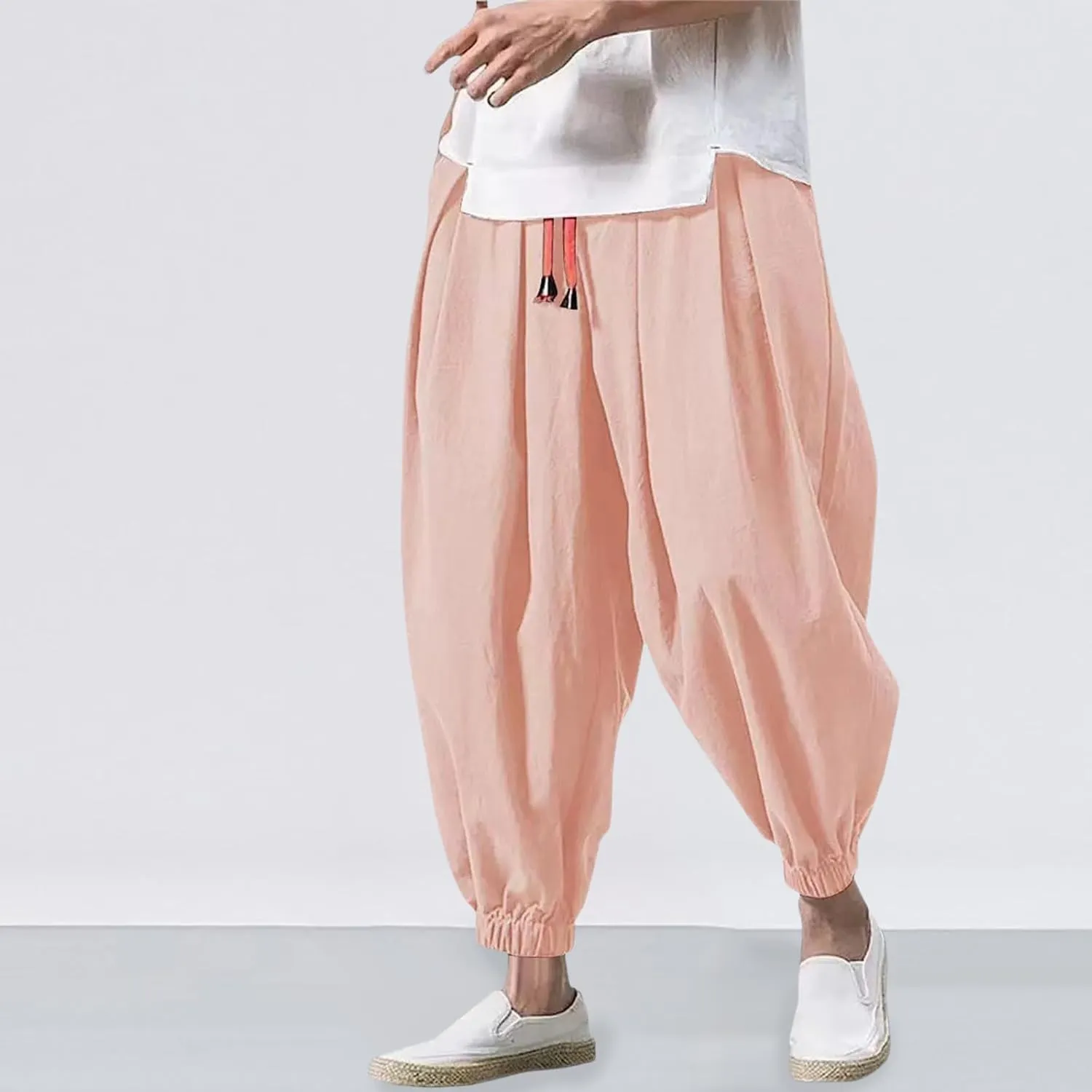 Men's Cargo Combat Work Pant Running Workout Jogger Plus Size Sweatpant Baggy Open Hem Drawstring Waist Pants