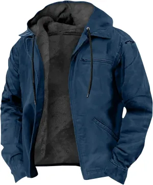 Men's Jackets Casual Cargo Winter Warm Fleece Sherpa Heavyweight Trucker Big And Tall Tactical Hoodies Coat