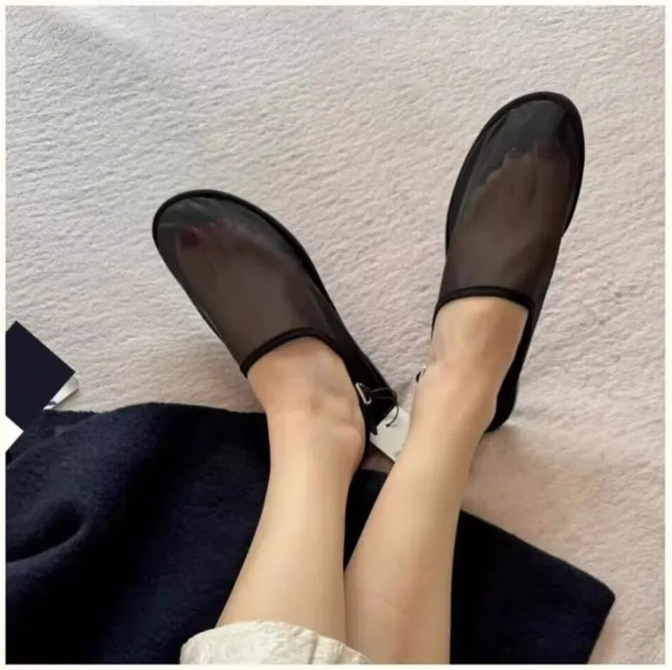 Mesh Ballet Flats Shoes for Women Buckle Strap Mary Jane Flats