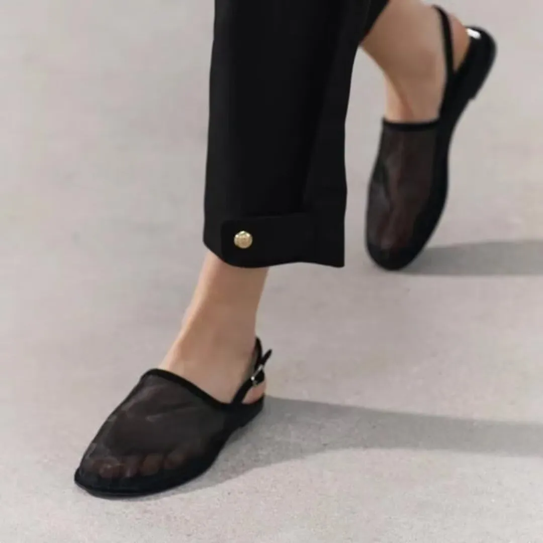 Mesh Ballet Flats Shoes for Women Buckle Strap Mary Jane Flats