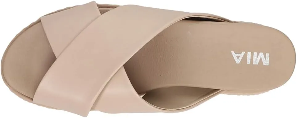 MIA Womens Kornelia Platform Slide Casual Sandals Casual Low Heel 1-2" - Beige