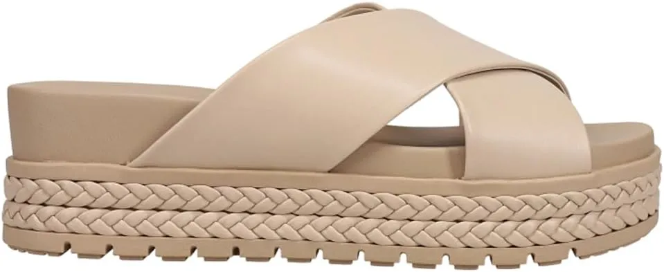 MIA Womens Kornelia Platform Slide Casual Sandals Casual Low Heel 1-2" - Beige