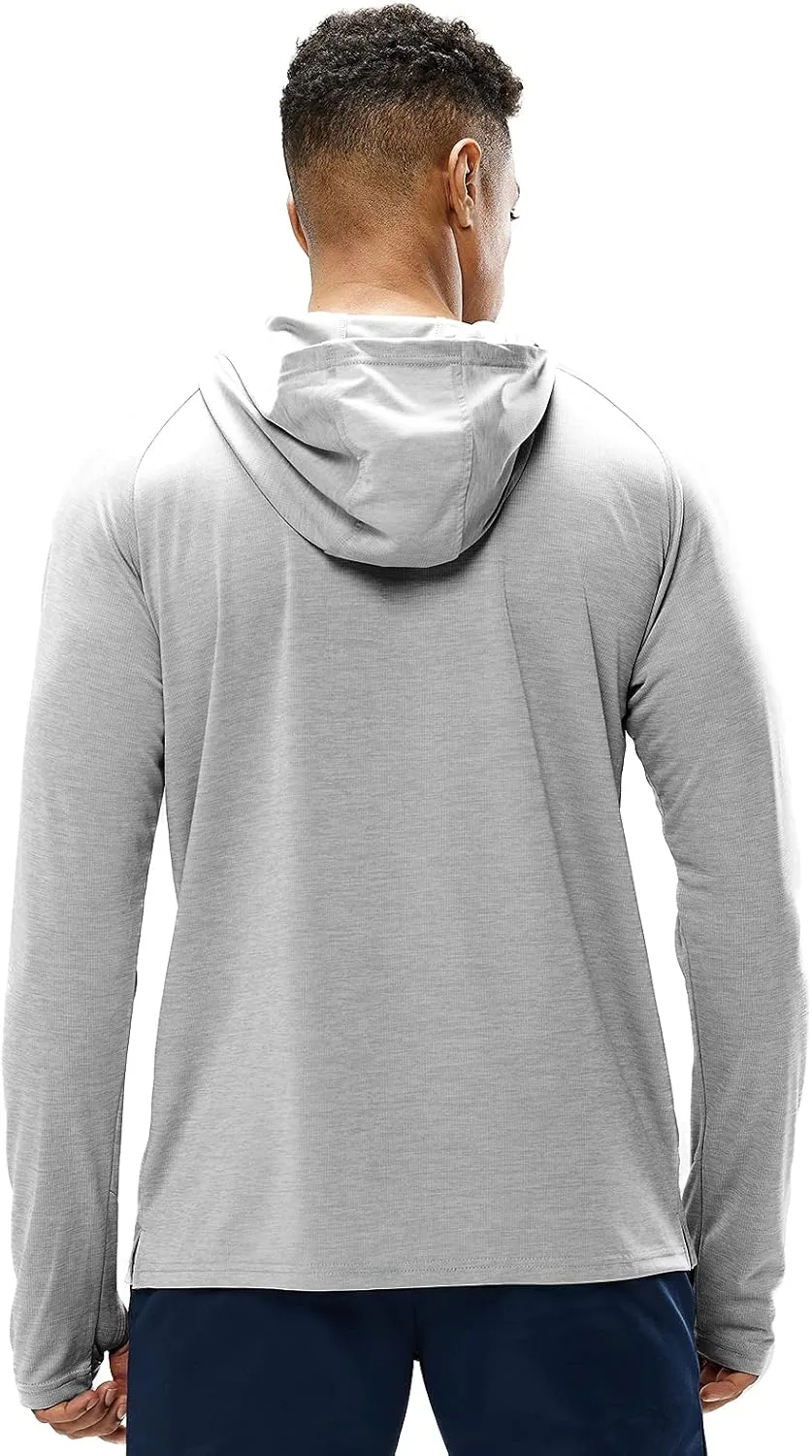 MIER Men's UPF 50  Sun Protection Hoodie Long Sleeve SPF Fishing Hiking Thumbhole Shirts Hooded Quick Dry, 2 Pack