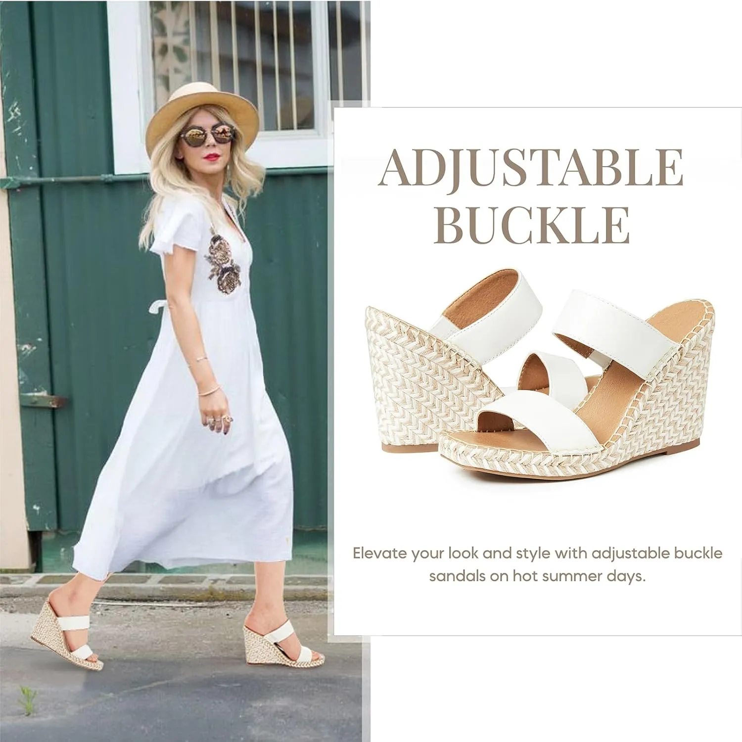 mikarka Women's Platform Wedges Espadrilles Heels Sandals w/Ankle Strap Open Toe