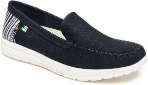 Minnetonka Women's Discover Boat Shoe, Black Linen, Size 6