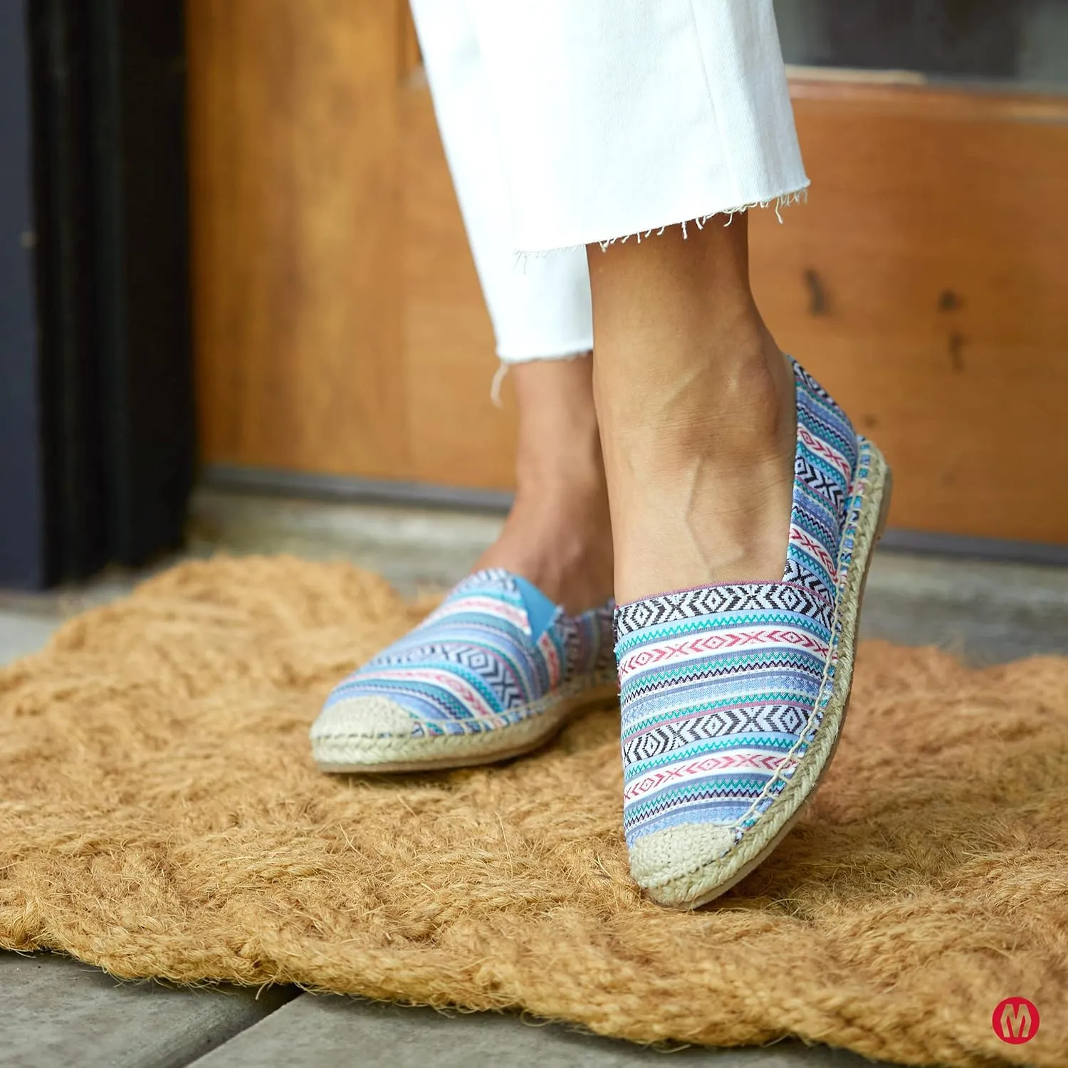 Minnetonka Women’s Pam Espadrille - Handcrafted with Microsuede Fabric Lining, MinnFLEX Rubber Outsole, Elastic Gore, Patterned Fabric Upper, and Cushion Insole