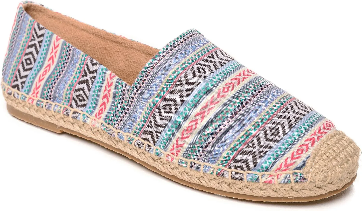 Minnetonka Women’s Pam Espadrille - Handcrafted with Microsuede Fabric Lining, MinnFLEX Rubber Outsole, Elastic Gore, Patterned Fabric Upper, and Cushion Insole