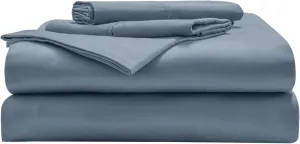 Miracle Made Luxe Cooling Bed Sheets – Slate Blue Sheets – 4-Piece Silver Infused Set – 300 Thread Count – Thermoregulating Clean & Cool Fabric